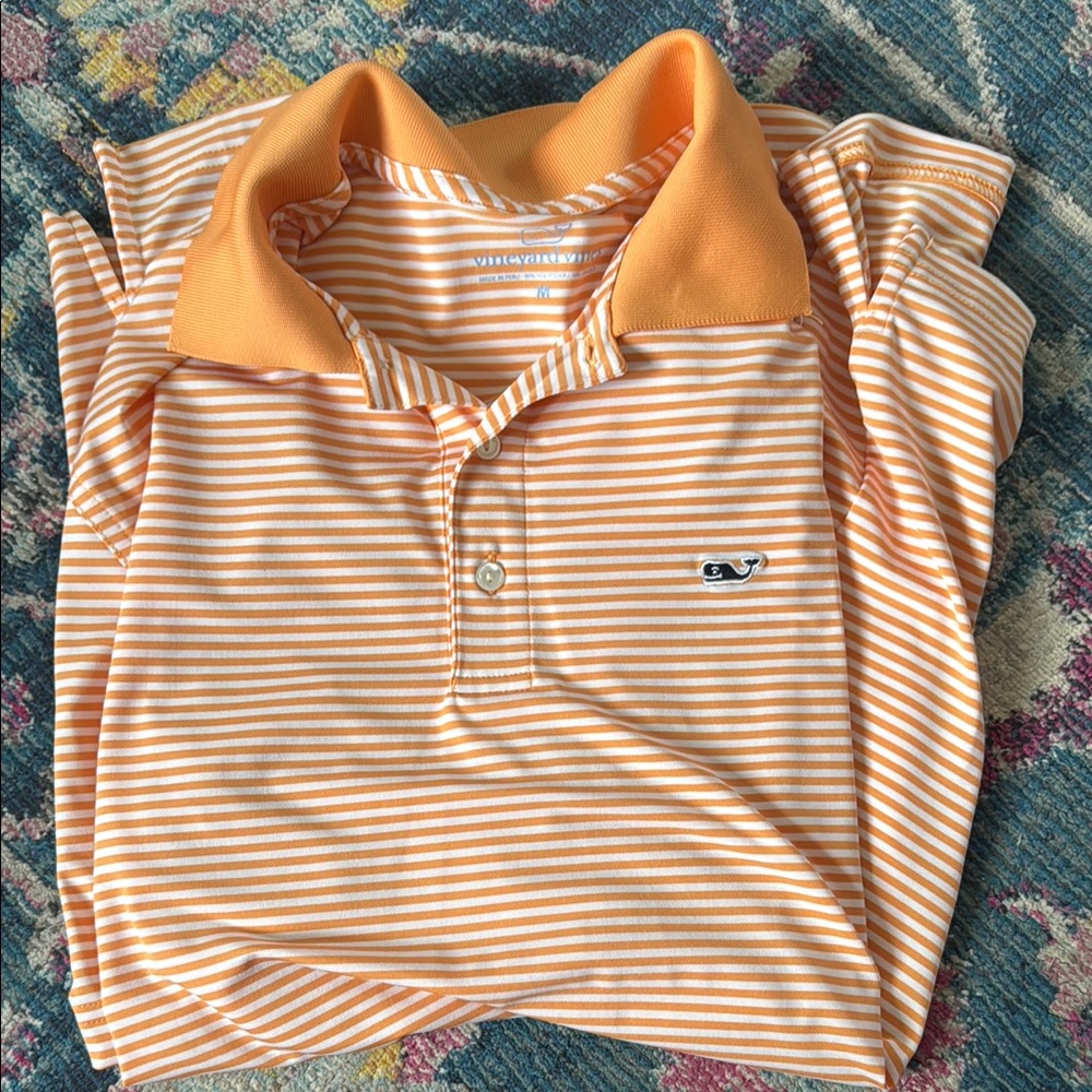 Vineyard Vines Orange Striped Polo Shirt